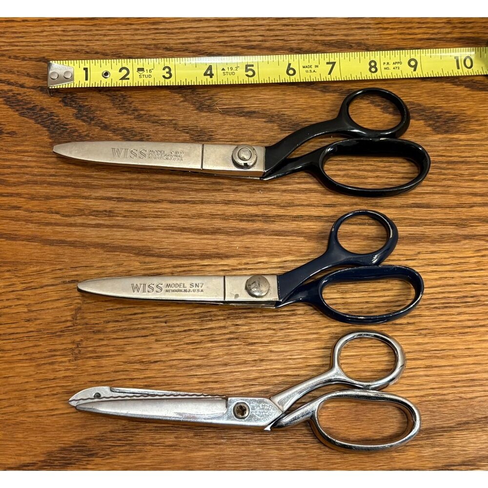 Vintage Wiss Scissors Set Of 3 - CB9 Pinking Shears SN7 Shears & Chrome Serrated - Picture 2 of 10